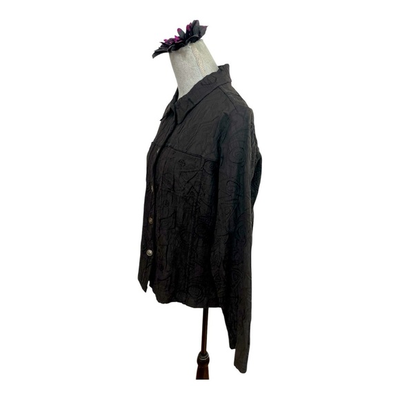 Kaktus Womens Long Sleeve Button Down Swirl Jacket Mirror Image Black Sz M - Picture 4 of 10
